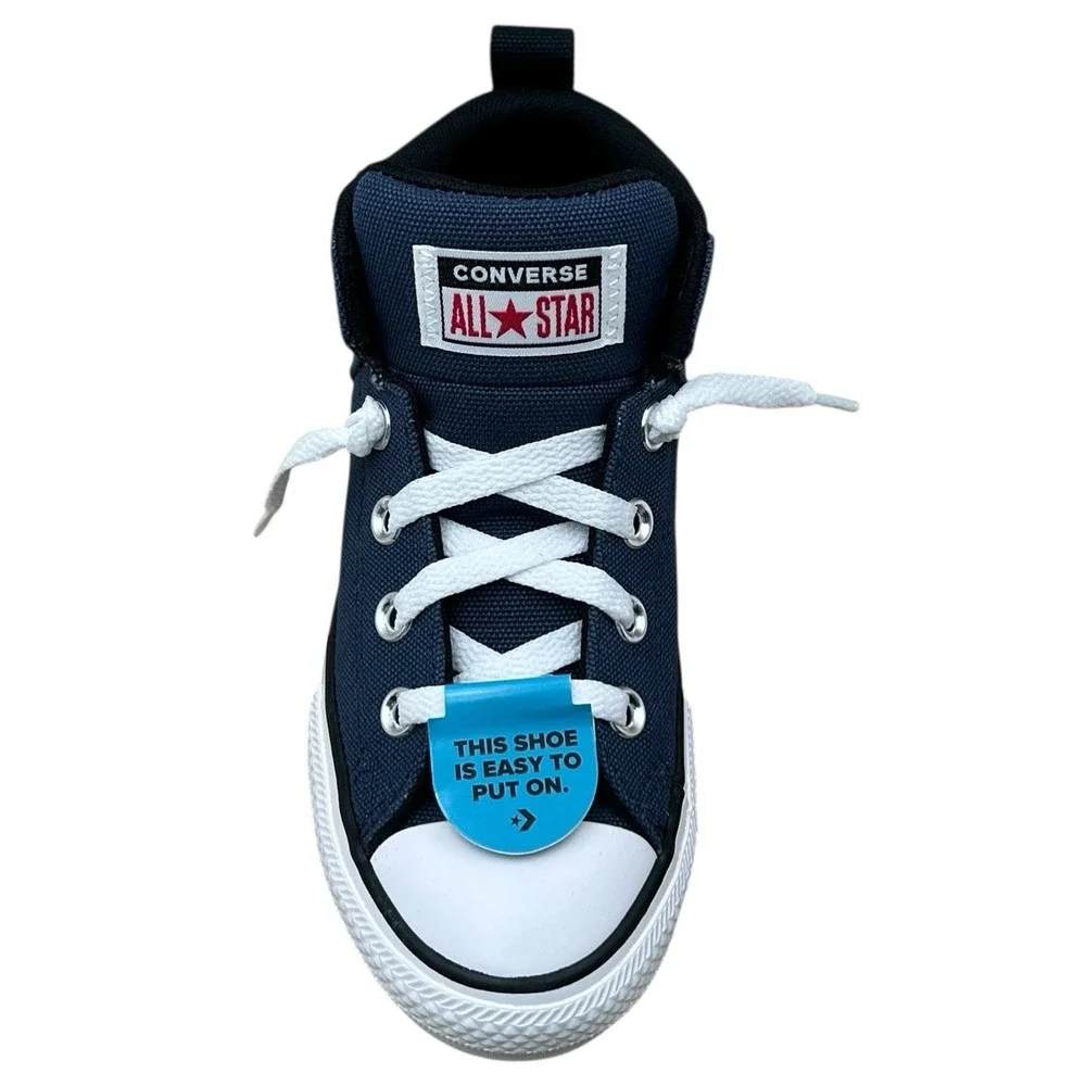 Converse Chuck Taylor All Star Youth Boy's Slip on Shoes Size 2 Navy Blue-Black